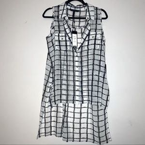 BCBGMaxAzria Black and White Checkered Blouse